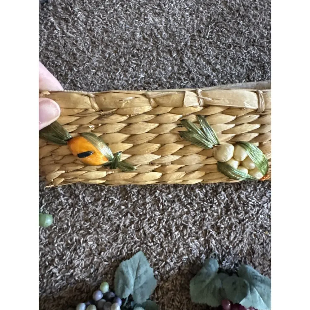 Cutting Board Wood Glass Decorative Wine With Grapes & Basket LOT